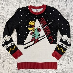 Junk Food Bart Simpson Skiing Holiday Crewneck Sweater Size Small